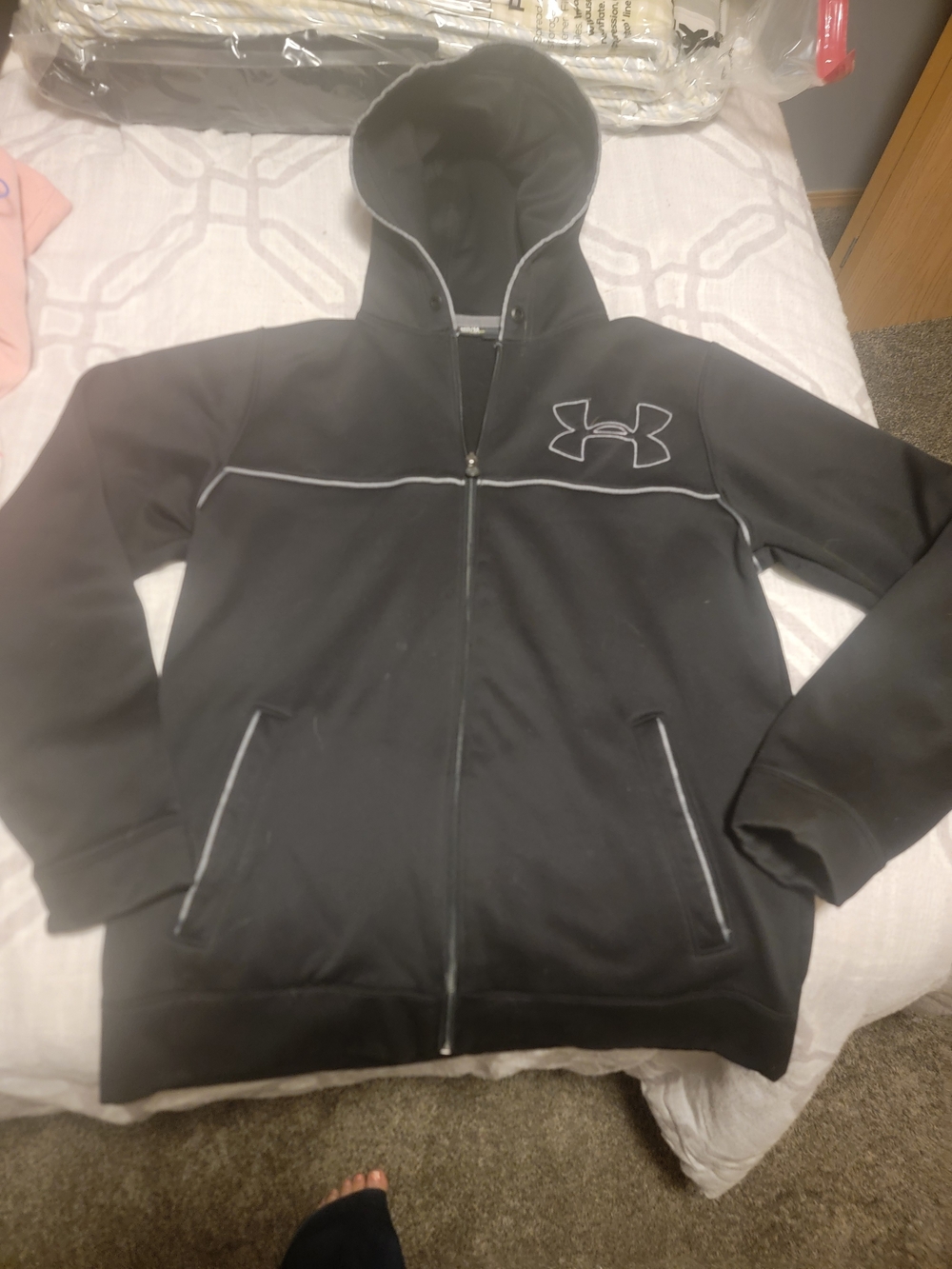 Under Armour Black Hooded Full-Zip Performance Jacket with Gray Trim